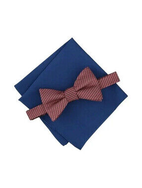 Alfani Men S Galway Mini Chevron Bow Tie Pocket Square Set Cognac Blue 19801